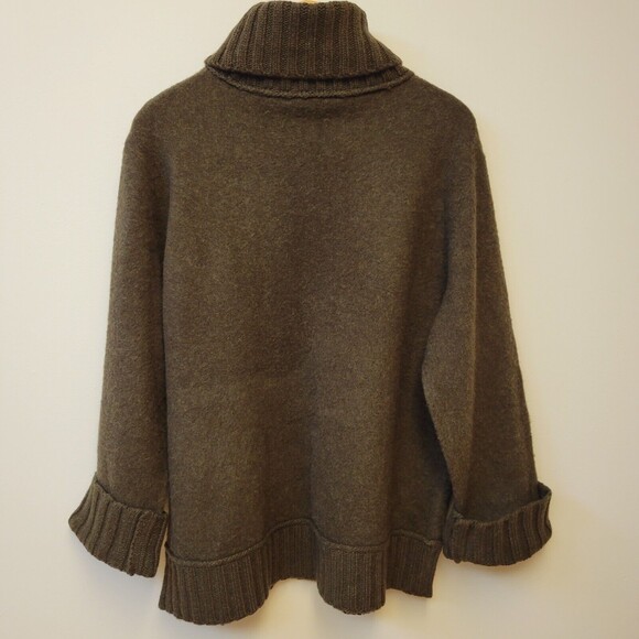 DKNY Wool Size 2 Brown Abstract Patern Women Turtleneck Sweater - Picture 5 of 8